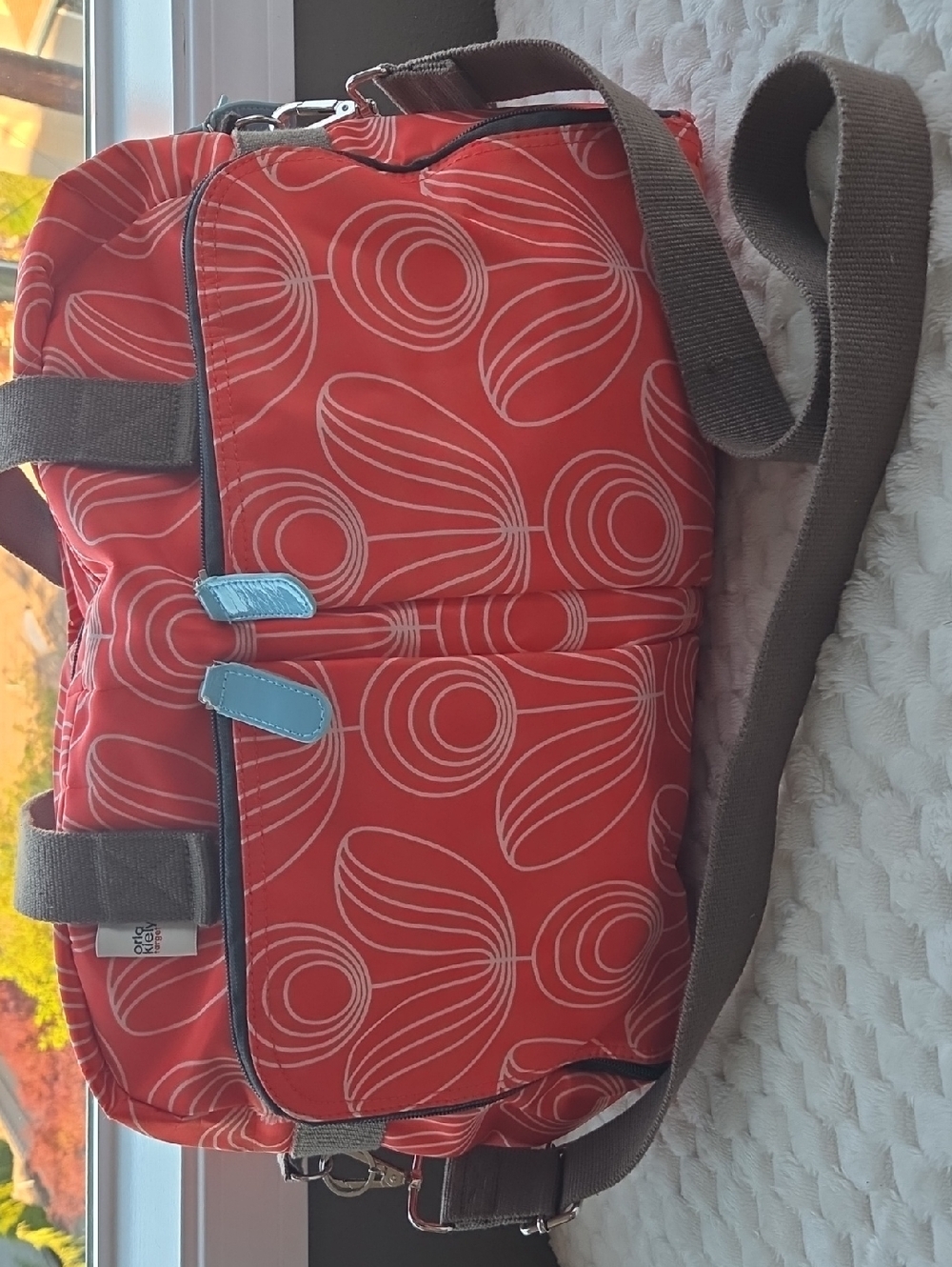 Orla Kiely Coral/brown/white/blue Patterned Bag